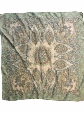 Vintage | Pistachio Paisley Silk Chiffon Scarf